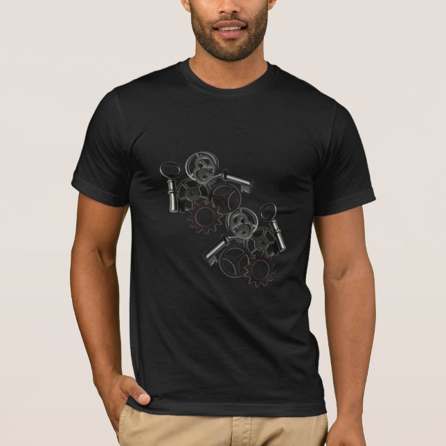 T-shirt Gears et Keys noirs (Devant)