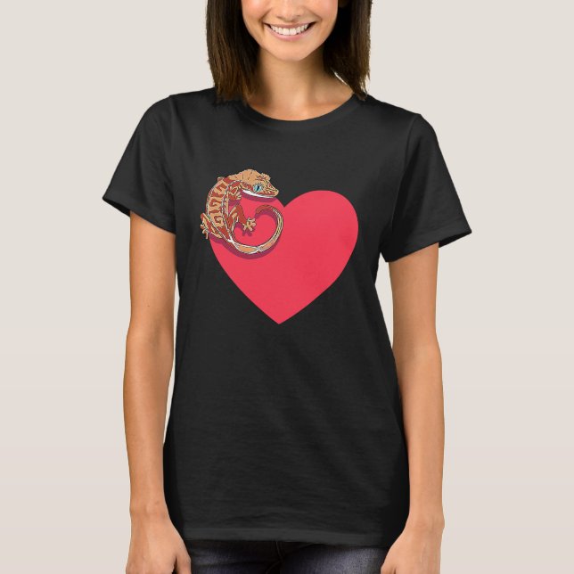 T-shirt Gecko Love Crested Gecko Lover Gecko Heart Cute Cr (Devant)