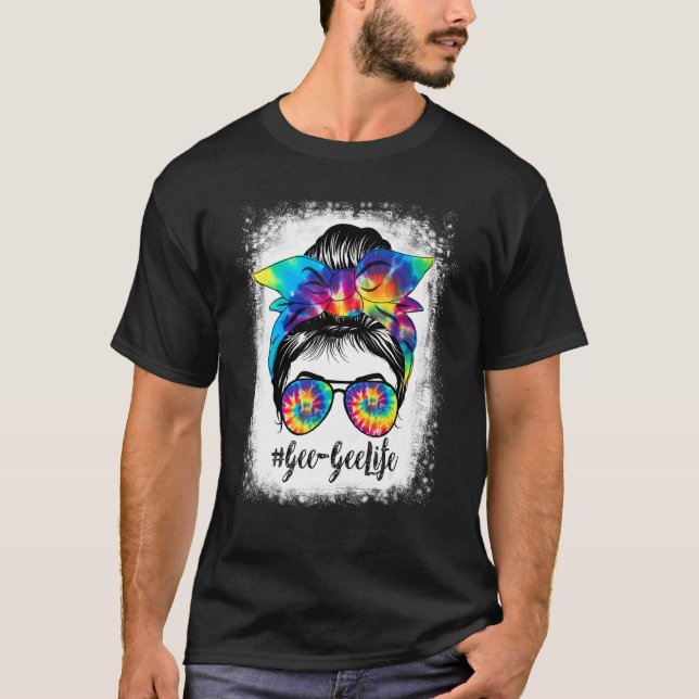 T-shirt Gee Gee Lien Bleached Cheveux Bun Tie Dye Mothe (Devant)