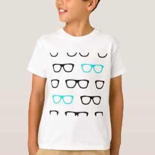 T-shirt geek lunettes bleu geek