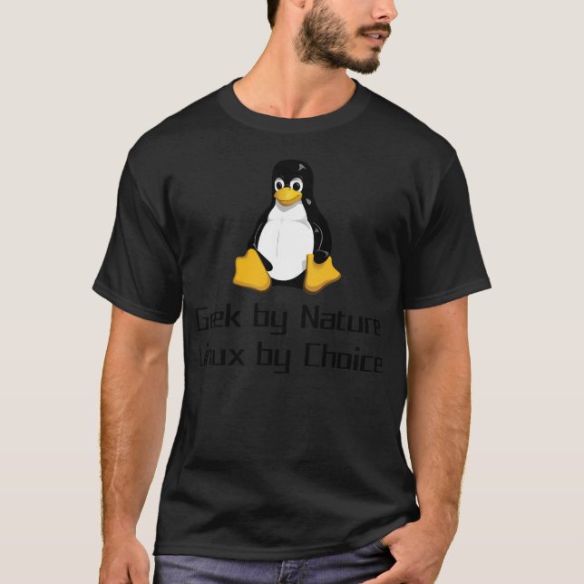 T-shirt Geek Par Nature Linux Par Choice Cadeau Nerd (Devant)