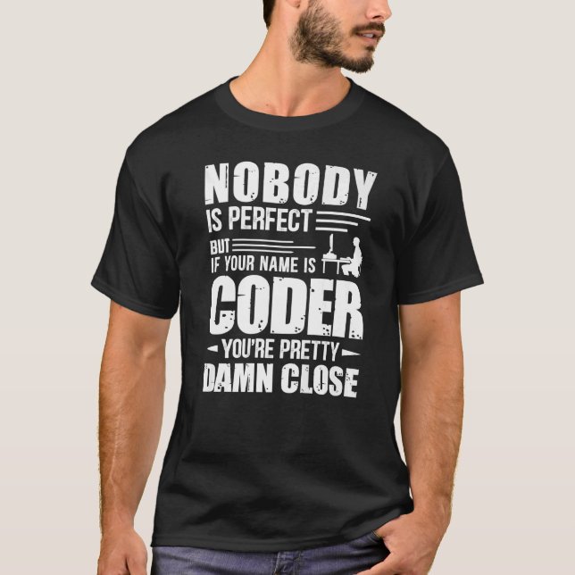 T-shirt Geeky It Ordinateur Codeur Nerd Personne N'Est Par (Devant)