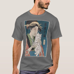 T-shirt Geisha and Cat 1 Ukiyoe Japanese Warrior Lover Sam