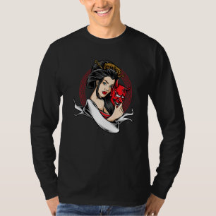 T-shirt Geisha Avec Oni Mask Devil Demon