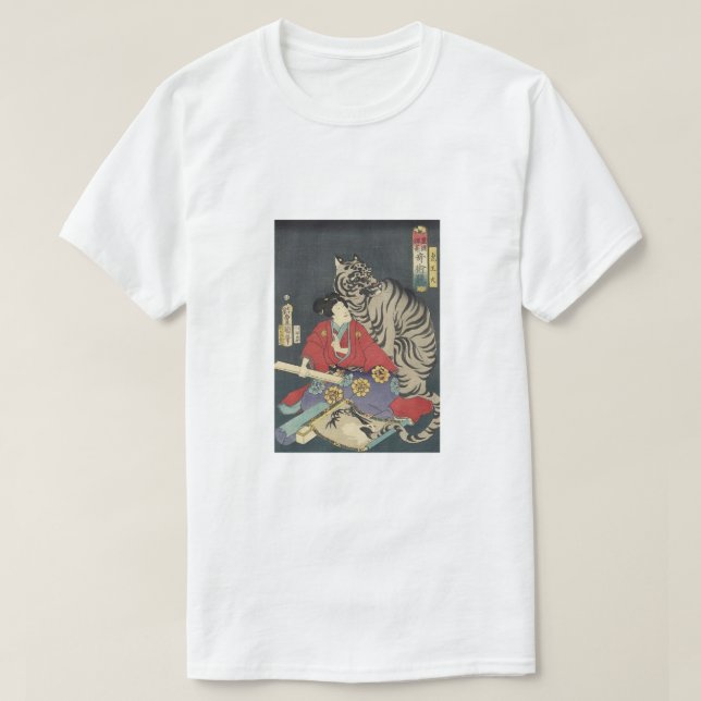 T-shirt Geisha avec son tigre blanc (Design devant)