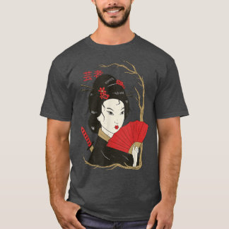 T-shirt Geisha avec ventilateur rouge 439