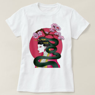 T-shirt Geisha fille et serpent
