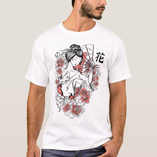 T-shirt Geisha Flowers Artistes Graphique Impression à la 