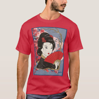 T-shirt Geisha Girl in Kimono Sakura Cherry Blossom Japon