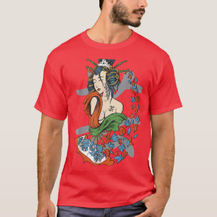 T-shirt Geisha Girl Katana épée et tatouage du dragon Japa