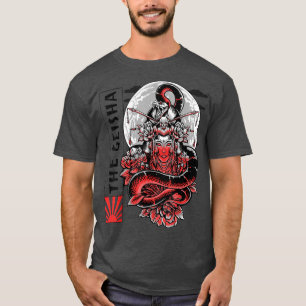 T-shirt Geisha Girl Katana épée et tatouage du dragon Japa