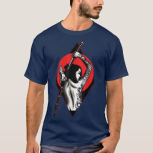 T-shirt Geisha Girl Katana épée et tatouage du dragon Japa