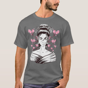 T-shirt Geisha Girl Sakura Cerry Blossom Japon Art Japane