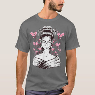 T-shirt Geisha Girl Sakura Cerry Blossom Japon Art Japane