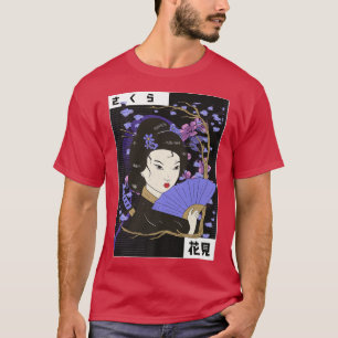 T-shirt Geisha Girl Sakura Cherry Blossom Japon Art Cultur