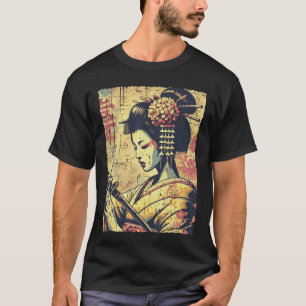 T-shirt Geisha Hipster Japonaise Katana Vintage Femmes Fil