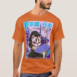 T-shirt Geisha Japanese Kawaii Sakura Cherry Blossom Samur