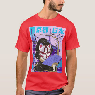 T-shirt Geisha Japanese Kawaii Sakura Cherry Blossom Samur