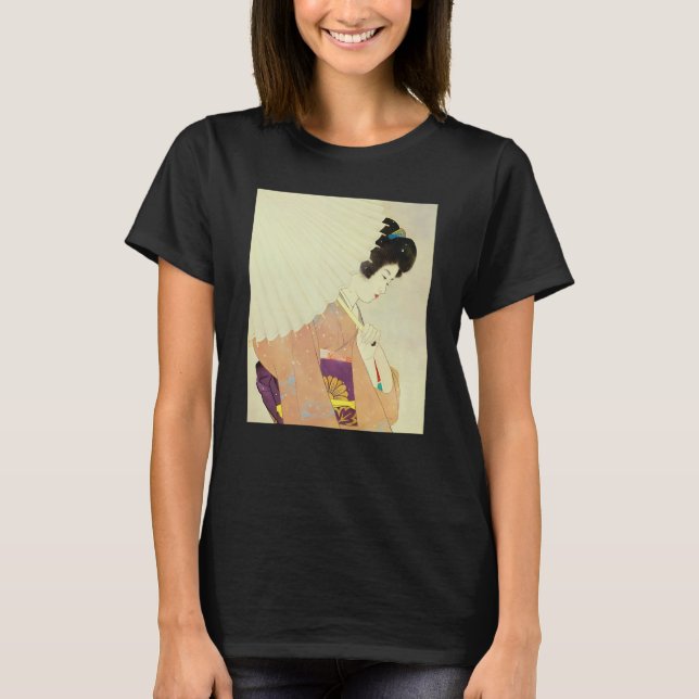 T-shirt Geisha Japanese woman Umbrella Kimono Shin hanga U (Devant)