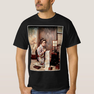 T-shirt Geisha japonais vintage - Écrivain de lettres