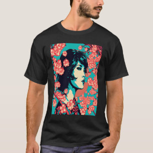 T-shirt Géisha Kimono Rétro Vintage Femme Samouraï Japonai