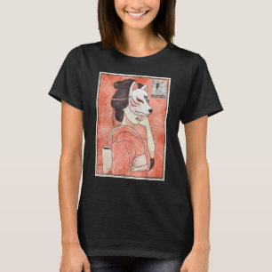 T-shirt Geisha Kitsune Fox Masque japonais esthétique