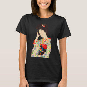 T-shirt Geisha Maiko Kimono Japon peinture Kawase