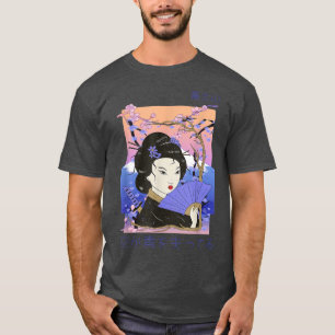 T-shirt Geisha Sakura Cerry Blossom Samurai Fuji Mountain