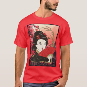 T-shirt Geisha Sakura Cherry Blossom Geisha Girl Japan Cul