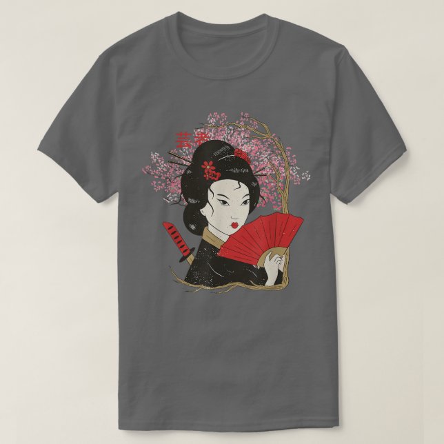 T-shirt Geisha Sakura Cherry Blossom Geisha Girl Japan Cul (Design devant)
