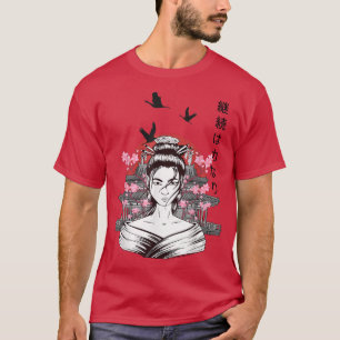 T-shirt Geisha Sakura Cherry Blossom Geisha Girl Japonaise