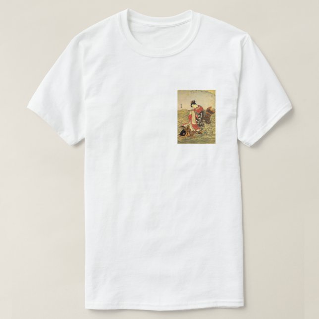 T-shirt Geisha se promener sur son animal koi fishT-Shirt (Design devant)