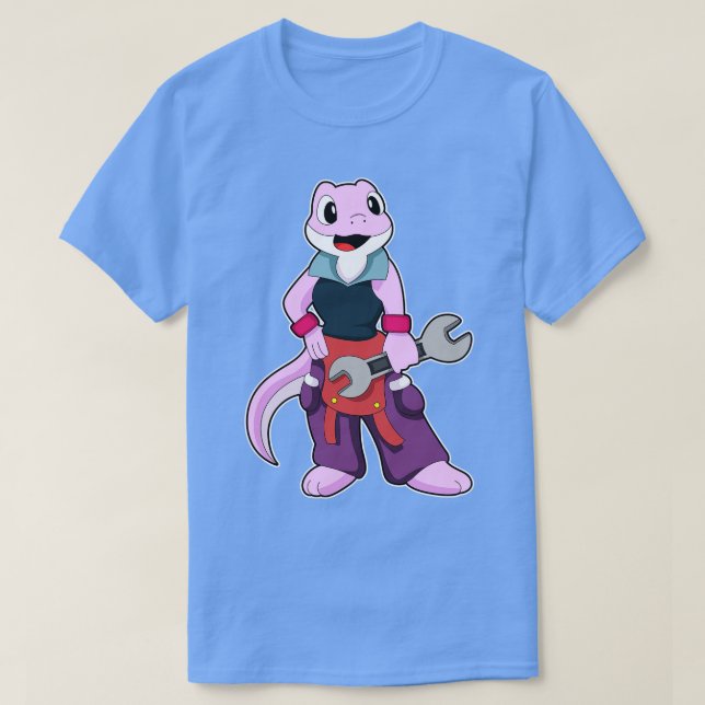 T-shirt Geko en mécanicien avec clé à écrou (Design devant)