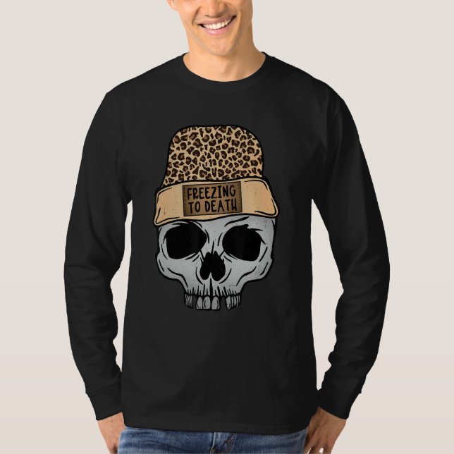 T-shirt Gel À Mort Léopard Crâne Drôle Skeleton Hal (Devant)
