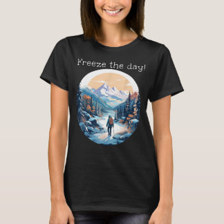 T-shirt Geler la journée dans les montagnes d'hiver pour l