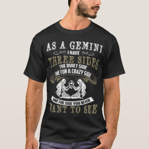 T-shirt Gemini A 3 Côtés. SYMBOLE Zodiaque Gemini