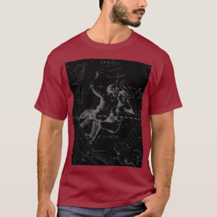 T-shirt Gemini Constellation Hevelius 1690 sur Noir