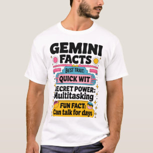 T-shirt Gemini Facts : Quick Wit, Multitâche et Endless