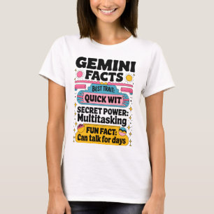 T-shirt Gemini Facts : Quick Wit, Multitâche et Endless