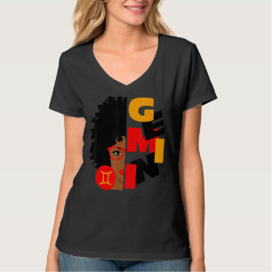 T-shirt Gemini Girl Africa Girl Zodiac Signes Anniversaire