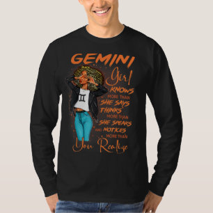 T-shirt Gemini Girl En Sait Plus Qu'Elle Ne Dit Pour Black
