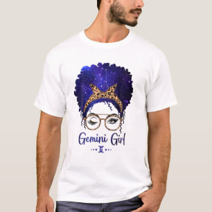 T-shirt Gemini Girl Zodiac Astrologie Star Sign Leopard He