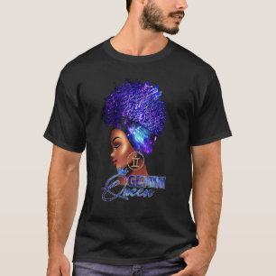T-shirt Gemini Queen Curly cheveux Black Girl Magic Zodiac