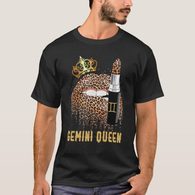 T-shirt Gemini Queen Leopard Lips Gemini (Devant)