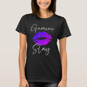 T-shirt Gemini Slay Lipstick Lips Costume d'anniversaire m