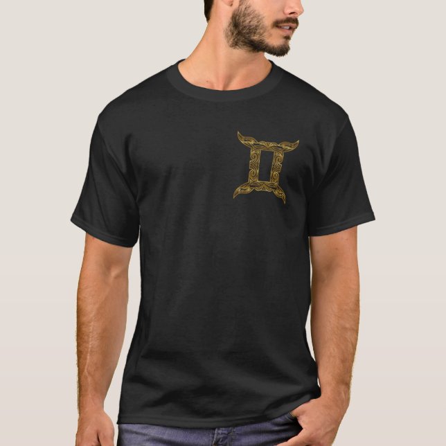 T-shirt Gemini Zodiac - Or Tribal (Devant)