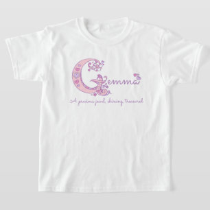 T-shirt Gemma nom de fille personnalisé décoratif rose sig