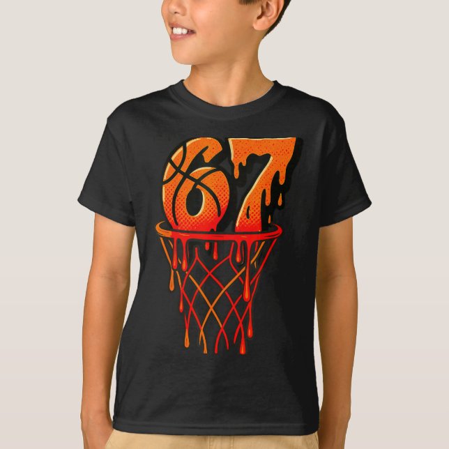 T-shirt Gen Alpha Slang Kids 67 Basketball Ice Cream Drip  (Devant)