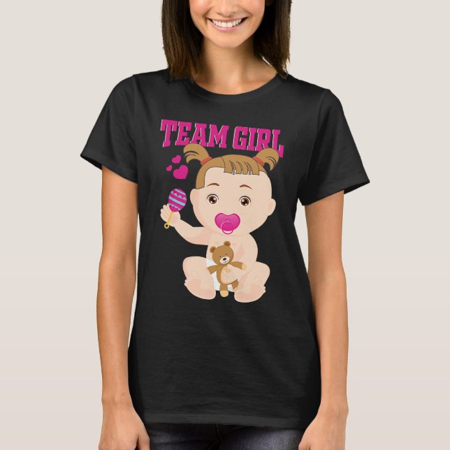 T-shirt Gender Announcement  Team Girl Baby Party Reveal P (Devant)