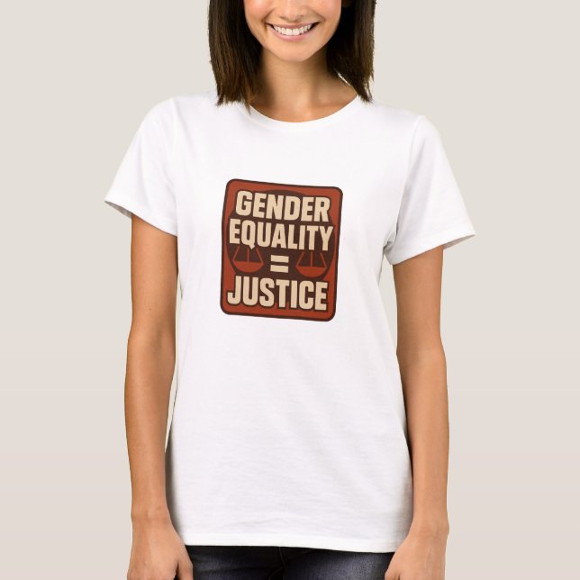 T-shirt Gender Equality = Justice – Square Retro Feminist  (Devant)